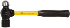 NUPLA - 2 Lb Head High Carbon Steel Ball Pein Hammer - 14" Fiberglass Handle, 1-1/2" Face Diam, 14" OAL, Fiberglass with Cushion Grip - Apex Tool & Supply