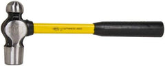 NUPLA - 3 Lb Head High Carbon Steel Ball Pein Hammer - 16" Fiberglass Handle, 1-5/8" Face Diam, 16" OAL, Fiberglass with Cushion Grip - Apex Tool & Supply