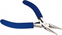 Aven - 4-1/2" OAL, 15/16" Jaw Length x 23/64" Jaw Width, Long Nose Chain Nose Pliers - Smooth Jaw, Standard Head, ESD Cushion Handles, with Spring - Apex Tool & Supply