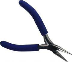 Aven - 4-1/2" OAL, 15/16" Jaw Length x 23/64" Jaw Width, Long Nose Chain Nose Pliers - Serrated Jaw, Standard Head, ESD Cushion Handles, with Spring - Apex Tool & Supply