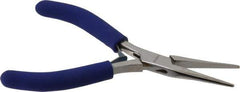 Aven - 5" OAL, 1-7/16" Jaw Length x 23/64" Jaw Width, Long Nose Chain Nose Pliers - Smooth Jaw, Standard Head, ESD Cushion Handles, with Spring - Apex Tool & Supply