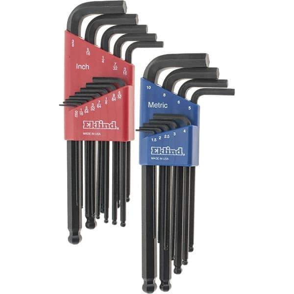 Eklind - 22 Piece L-Key Ball End Hex Key Set - Hex Range 0.05 to 3/8" - Apex Tool & Supply