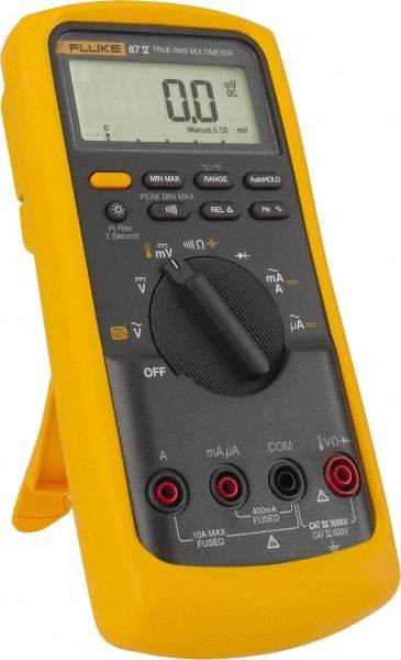 Fluke - 87-5, CAT IV, CAT III, 1,000 VAC/VDC, Digital True RMS Auto Ranging Manual Ranging Multimeter - 50 mOhm, Measures Voltage, Capacitance, Current, Frequency, Resistance, Temperature - Apex Tool & Supply