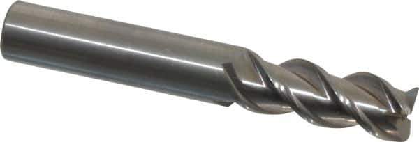 OSG - 3/8", 3 Flute, Single End, Solid Carbide, 0.02" Corner Radius End Mill - 2-1/2" OAL, 45° Helix, Right Hand Flute, 1" LOC, Right Hand Cut - Apex Tool & Supply