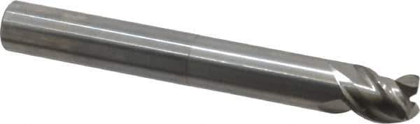 OSG - 1/2", 3 Flute, Single End, Solid Carbide, 0.02" Corner Radius End Mill - 4" OAL, 45° Helix, Right Hand Flute, 1/2" LOC, Right Hand Cut, 2-1/8" Extended Reach - Apex Tool & Supply