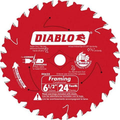 Freud - 6-1/2" Diam, 5/8" Arbor Hole Diam, 24 Tooth Wet & Dry Cut Saw Blade - Carbide-Tipped, Standard Round Arbor - Apex Tool & Supply