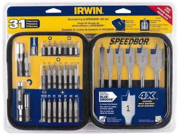 Irwin - 31 Piece, Bit Set - Phillips, Slotted, Square Point - Apex Tool & Supply