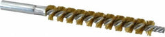 Schaefer Brush - 4" Brush Length, 9/16" Diam, Double Stem, Single Spiral Tube Brush - 6-1/4" Long, Brass, 12-24 Female Connection - Apex Tool & Supply
