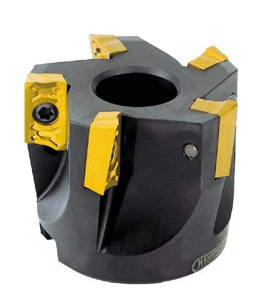 Kennametal - 3° Lead Angle, 2.22mm Max Cut Diam, 0.3" Max Depth of Cut, Indexable Chamfer & Angle End Mill - 2 Inserts, OD.T 0404.., ODMW 0404.. Insert Style, 3.54" OAL, Through Coolant, Straight Shank - Apex Tool & Supply