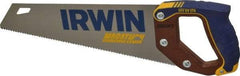 Irwin - 15" High Carbon Steel Blade Carpenter Saw - Wood Handle, ProTouch Handle over Hardwood, 18-1/2" OAL - Apex Tool & Supply