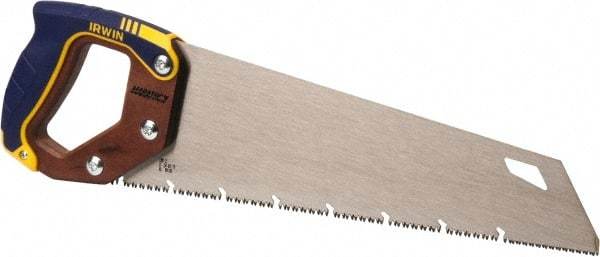 Irwin - 15" High Carbon Steel Blade Carpenter Saw - Wood Handle, ProTouch Handle over Hardwood, 18-1/2" OAL - Apex Tool & Supply