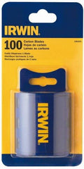 Irwin - 100 Piece Steel Utility Knife Blade - 2-3/8" OAL, 0.024" Blade Thickness - Apex Tool & Supply