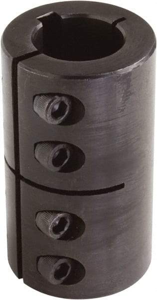 Climax Metal Products - 1/2" Inside x 1-1/8" Outside Diam, One Piece Split Clamping Collar with Keyway - 1-3/4" Long x 1/8" Keyway Width x 1/16" Keyway Depth - Apex Tool & Supply