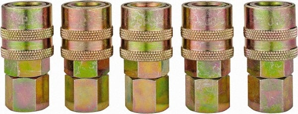 Value Collection - 5 Piece 1/4" Body 1/4 NPT 215 psi Steel Industrial Pneumatic Coupling Plug Set - Apex Tool & Supply