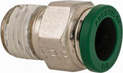 Parker - 3/8" Outside Diam, 1/4 NPTF, Nickel Plated Brass Push-to-Connect Tube Male Connector - 300 Max psi, Tube to Male NPT Connection, Buna-N O-Ring - Apex Tool & Supply