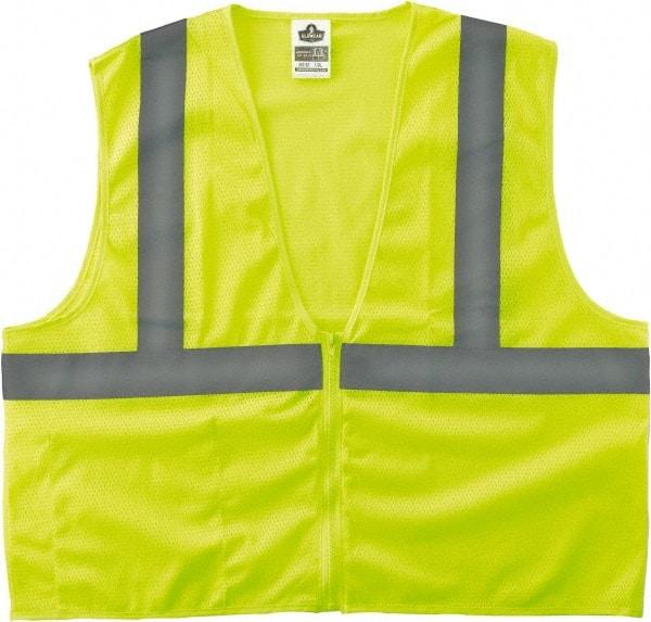 Ergodyne - Size S/M High Visibility Lime Mesh General Purpose Vest - 36 to 44" Chest, ANSI/ISEA 107, Zipper Closure, 1 Pocket, Polyester - Apex Tool & Supply