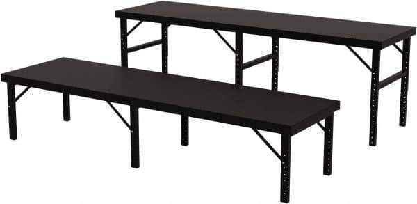 Valley Craft - 34 Wide x 120" Deep x 28" High, Steel Work Table - 14 Gauge Stainless Steel Top, Adjustable Height Legs, Gray - Apex Tool & Supply