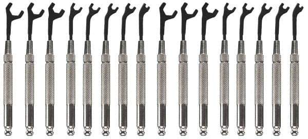 Moody Tools - 16 Piece, 5/64" to 5/16" (2.5mm to 7mm), Open End Wrench Set - Inch/Metric Measurement Standard, Black Oxide Finish, Comes in Canvas Roll - Apex Tool & Supply