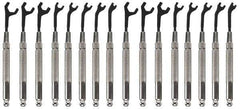 Moody Tools - 16 Piece, 5/64" to 5/16" (2.5mm to 7mm), Open End Wrench Set - Inch/Metric Measurement Standard, Black Oxide Finish, Comes in Canvas Roll - Apex Tool & Supply