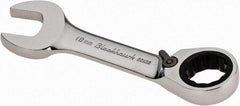 Blackhawk by Proto - 18mm 12 Point Combination Wrench - 15° Head Angle, 5-3/16" OAL, Steel, Chrome Finish - Apex Tool & Supply