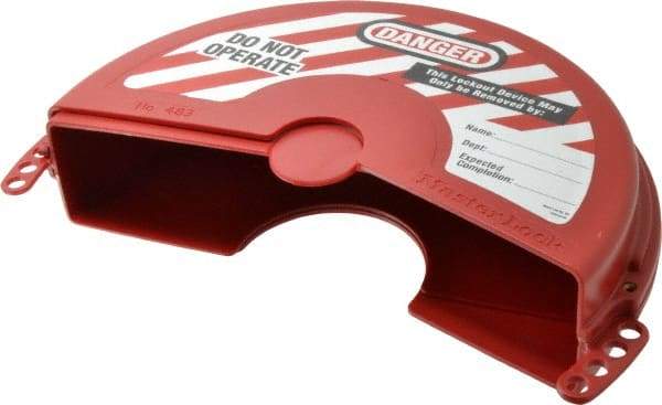 Master Lock - 6 to 10 Inch Valve Handle Size, Xenoy Rotating Gate Valve Wheel Lockout - 5/16 Inch Max Shackle Diameter, Red - Apex Tool & Supply