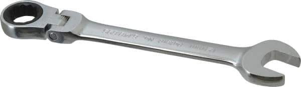 Blackhawk by Proto - 19mm 12 Point Flexhead Combination Wrench - 15° Head Angle, 8-1/2" OAL, Steel, Chrome Finish - Apex Tool & Supply