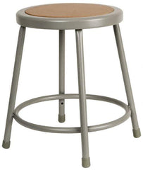 NPS - 18 Inch High, Stationary Fixed Height Stool - 14 Inch Deep x 14 Inch Wide, Hardboard Seat, Gray and Brown - Apex Tool & Supply