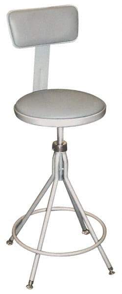 NPS - 16.8" Wide x 16.8" Deep x 24 to 28" High, Fixed Base, Adjustable Height Swivel Stool - Vinyl Seat, Gray - Apex Tool & Supply