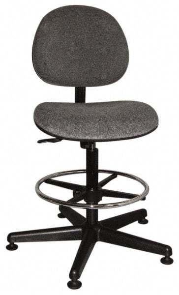 Bevco - Swivel Stool - 18" Wide x 18" Deep, Woven Fabric Seat, Gray - Apex Tool & Supply