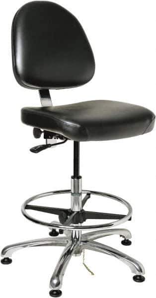 Bevco - ESD Swivel Stool with Back Rest - 20" Wide x 18" Deep, Vinyl Seat, Black - Apex Tool & Supply