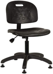 Made in USA - Adjustable Chair - 19-1/4" Wide x 17-1/4" Deep, Polyurethane Seat, Black - Apex Tool & Supply