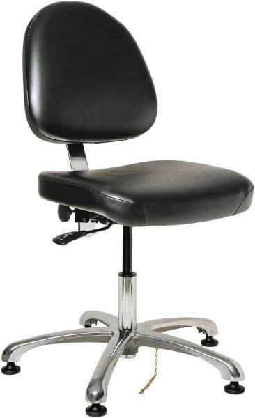 Bevco - ESD Swivel Chair - 20" Wide x 18" Deep, Vinyl Seat, Black - Apex Tool & Supply