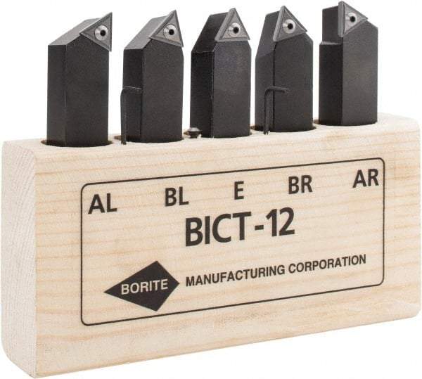 Borite - 3/8 Inch Inscribed Circle, 3/4 Inch Shank Square, AL, AR, BL, BR and E Toolholder Style, Indexable Insert Tool Bit Set - TT Insert Style Compatibility - Apex Tool & Supply