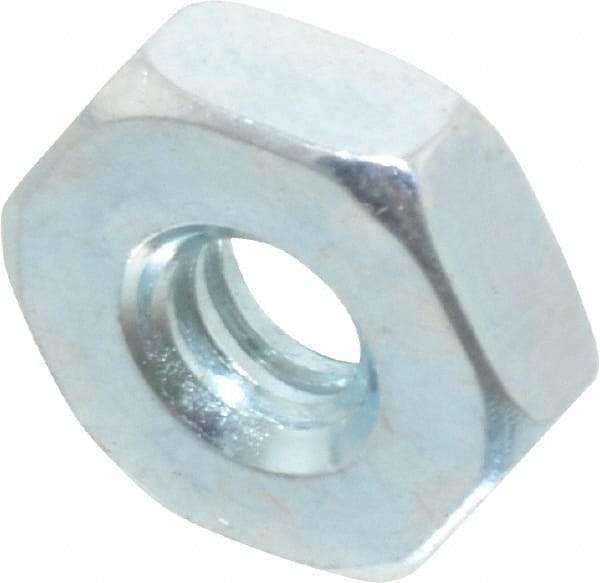 Value Collection - #6-32 UNC Steel Right Hand Hex Nut - 5/16" Across Flats, 7/64" High, Zinc-Plated Finish - Apex Tool & Supply
