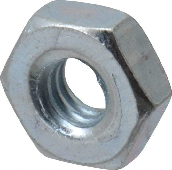 Value Collection - #8-32 UNC Steel Right Hand Hex Nut - 11/32" Across Flats, 1/8" High, Zinc-Plated Finish - Apex Tool & Supply