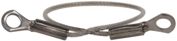 Made in USA - 6" Long, Stainless Steel Cable Eye & Eye End, Quick Release Pin Lanyard - 3/64" Cable Diam, 3/16" Hole Diam, Nylon Cable - Apex Tool & Supply