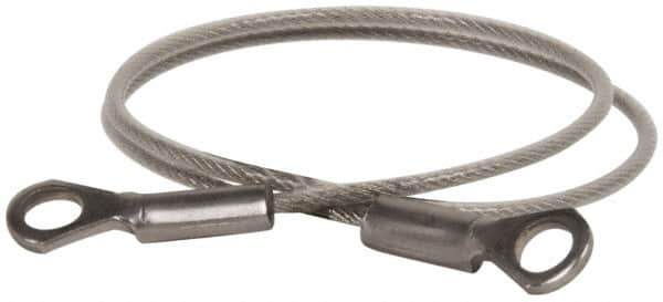 Made in USA - 12" Long, Stainless Steel Cable Eye & Eye End, Quick Release Pin Lanyard - 3/64" Cable Diam, 3/16" Hole Diam, Nylon Cable - Apex Tool & Supply