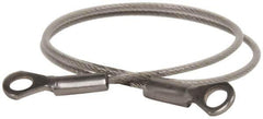 Made in USA - 12" Long, Stainless Steel Cable Eye & Eye End, Quick Release Pin Lanyard - 3/64" Cable Diam, 3/16" Hole Diam, Nylon Cable - Apex Tool & Supply