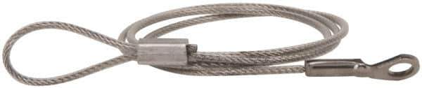 Made in USA - 18" Long, Stainless Steel Cable Loop & Eye End, Quick Release Pin Lanyard - 3/64" Cable Diam, 3/16" Hole Diam, Nylon Cable - Apex Tool & Supply