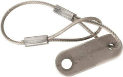 Made in USA - 6" Long, Stainless Steel Cable Loop & Tab with Hole End, Quick Release Pin Lanyard - 3/64" Cable Diam, 13/64" Hole Diam, Nylon Cable - Apex Tool & Supply