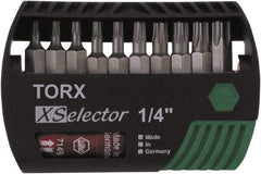 Wiha - 10 Piece, 1/4" Drive Screwdriver Torx Insert Bit Set - T7 to T40 Torx - Apex Tool & Supply
