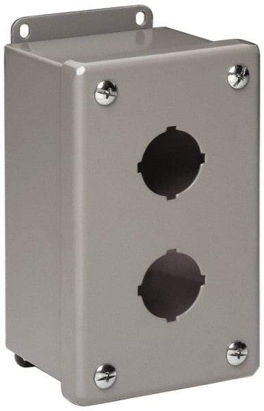 Cooper B-Line - 3 Hole, 1.203 Inch Hole Diameter, Stainless Steel Pushbutton Switch Enclosure - 8 Inch High x 3-1/4 Inch Wide x 2-3/4 Inch Deep, 12, 13 NEMA Rated - Apex Tool & Supply