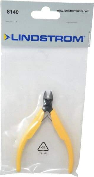 Lindstrom Tool - 4-3/8" OAL, 0.049" Capacity, Semi-Flush Diagonal Cutter - 3/8" Jaw Length, Tapered Head, Plastic Ergonomic Handle - Apex Tool & Supply