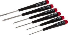 Wiha - 6 Piece Slotted Screwdriver Set - Round Shank, Ergonomic Handle - Apex Tool & Supply
