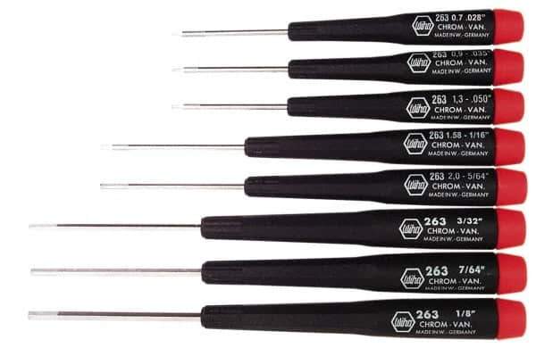 Wiha - 8 Piece Hex Key Set - Hex Range 0.028 to 1/8" - Apex Tool & Supply