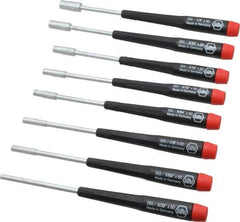 Wiha - 8 Piece 3/32 to 1/4" Electronic Nutdriver Set - Standard Shaft, Ergonomic Handle - Apex Tool & Supply