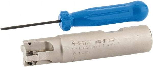 Iscar - 3/4" Cut Diam, 0.303" Max Depth of Cut, 3/4" Shank Diam, 3-1/2" OAL, Indexable Square Shoulder End Mill - HP AN.. 0702.. Inserts, Weldon Shank, 90° Lead Angle, Series Heliplus - Apex Tool & Supply