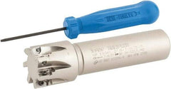 Iscar - 1" Cut Diam, 0.303" Max Depth of Cut, 3/4" Shank Diam, 3-1/2" OAL, Indexable Square Shoulder End Mill - HP AN.. 0702.. Inserts, Weldon Shank, 90° Lead Angle, Series Heliplus - Apex Tool & Supply