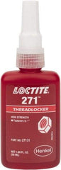 Loctite - 50 mL Bottle, Red, High Strength Liquid Threadlocker - Series 271, 24 hr Full Cure Time, Hand Tool, Heat Removal - Apex Tool & Supply