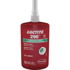 Loctite - 250 mL Bottle, Green, Medium Strength Liquid Threadlocker - Series 290, 24 hr Full Cure Time, Hand Tool, Heat Removal - Apex Tool & Supply